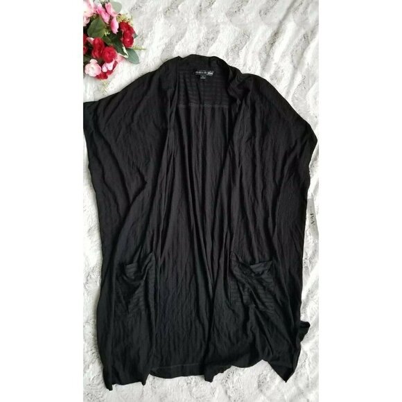 ✨️CL Preston & York Rich Black Open Cardigan Front Pockets NWT Size XL - Picture 1 of 8